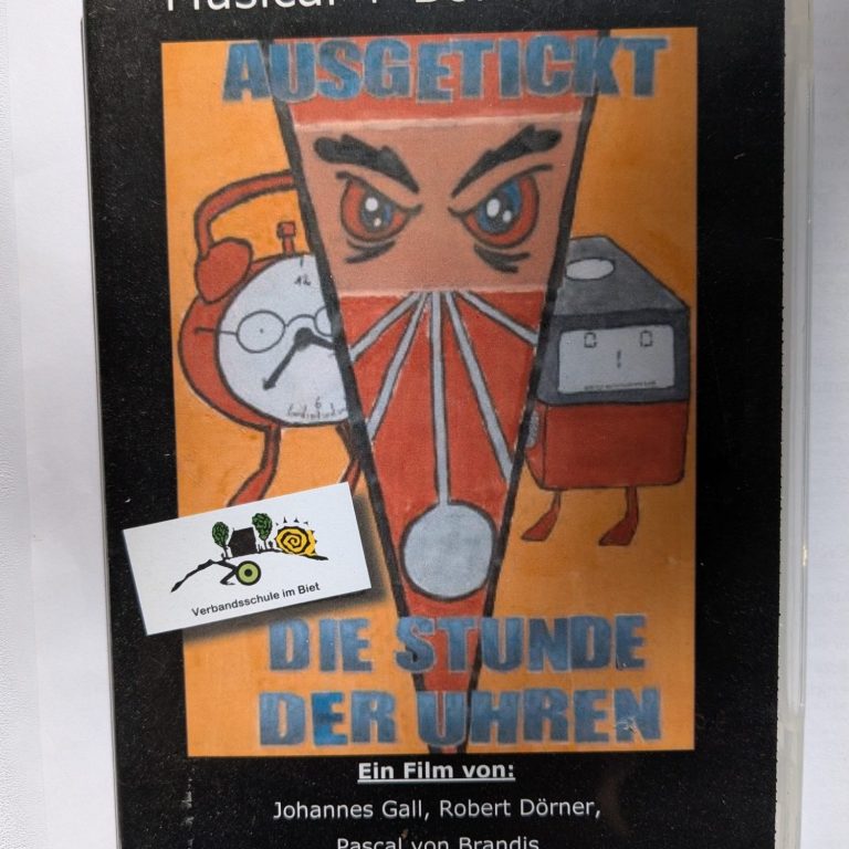 Ein Plakat mit dem Titel "Die Stunde der Uhren", grafische Gestaltung mit Uhrenmotiven.